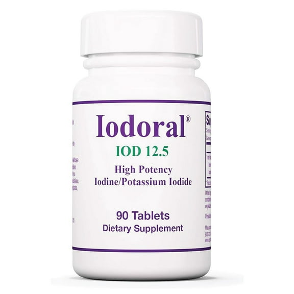 Optimox Iodoral 12.5mg Supplement Iodine for Thyroid Support, Potassium Iodide Tablets, Lugol Solution, Daily Vitamins & Minerals - 90 Count