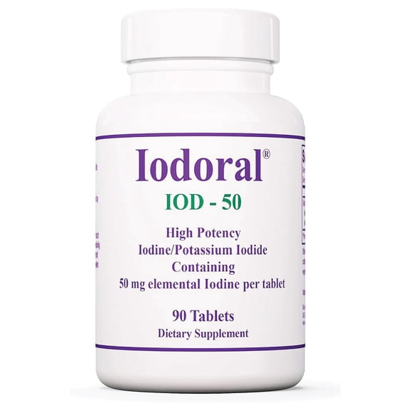 Optimox Iodoral 50 mg Supplement - Potassium Iodide Tablets, High Potency Iodine Tablets, Iodine Supplements for Thyroid Support, Daily Vitamins and Minerals, Lugol's Iodine Solution - 90 Count