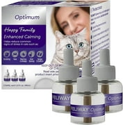 Optimum 3 x 30 Day Cat Calming Refills for Pheromone Diffuser, 3 x 48ml Value Pack - Helps Reduce Common Signs of Stress in Cats & Kittens, Enhanced Calming