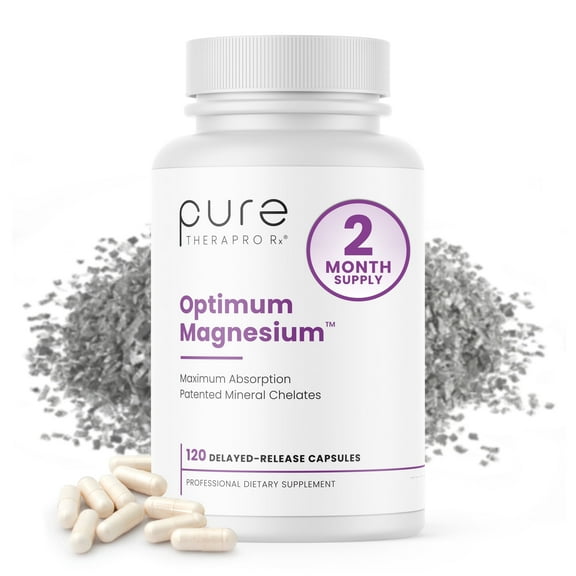 Optimum Magnesium - Magnesium Lysinate Glycinate Chelate Supplement, Di-Magnesium Malate Supplement by Pure TheraPro Rx - 120 Vegan Capsules