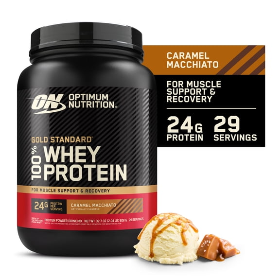 Optimum Nutrition New Flavor Gold Standard 100% Whey Protein Powder, Caramel Macchiato, 2 Pound (Pack of 1) (Packaging May Vary)