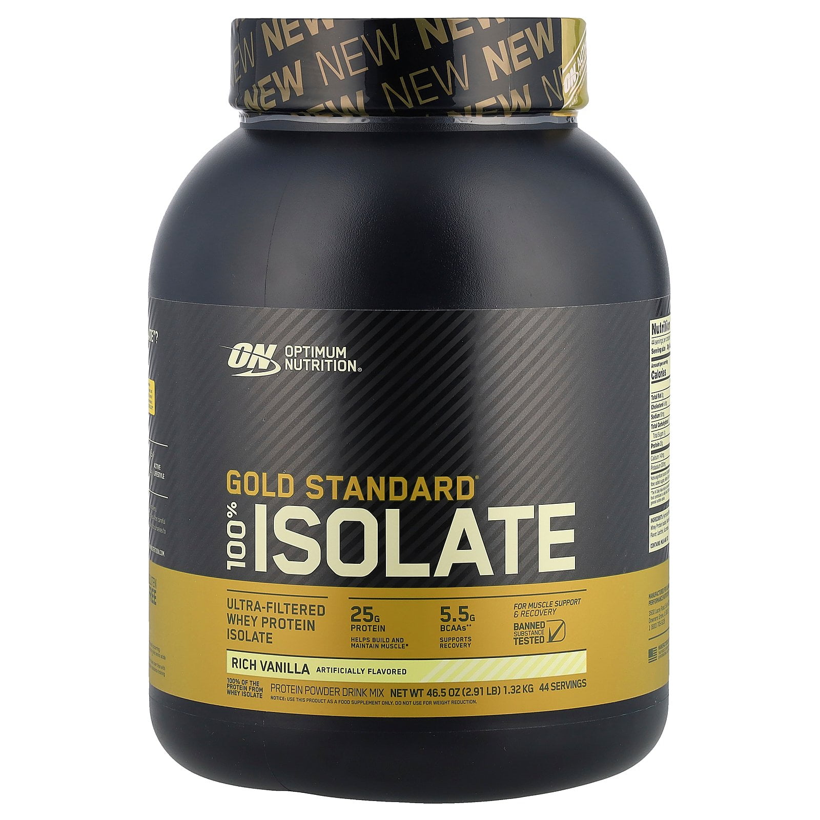 Optimum Nutrition - 100% Whey Gold Standard Protein Isolate Powder Rich Vanilla - 2.91 lbs.