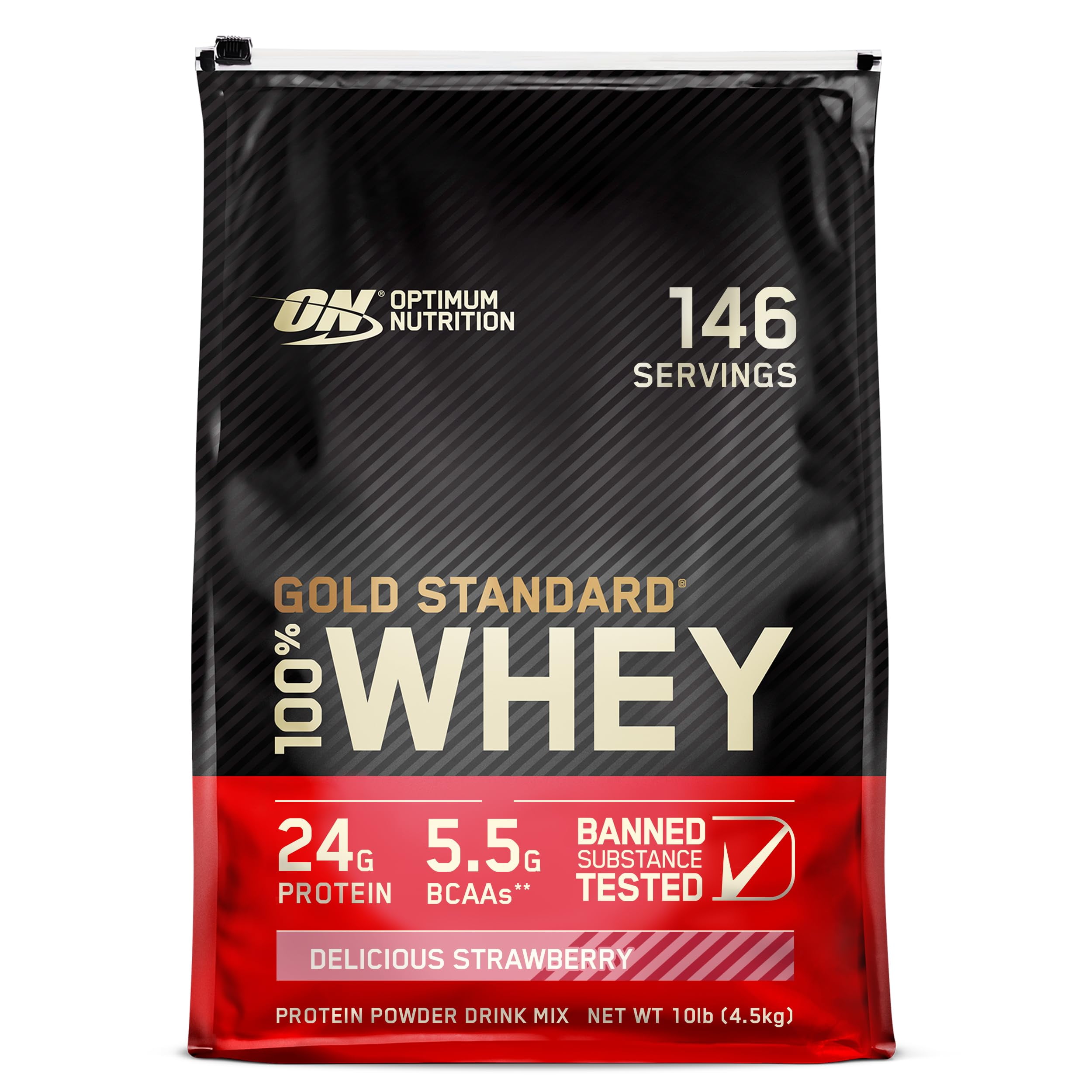 Optimum Nutrition 100% Whey Gold, Strawberry, 10lb