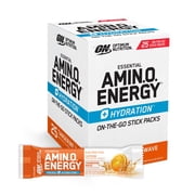 Optimum Nutrition Amino Energy Hydration Packets, On-The-Go Energy Powder Stick Packs, Tangerine Wave, 25 Count