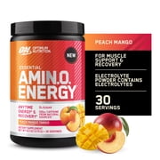 Optimum Nutrition New Flavor Amino Energy - Pre Workout with Green Tea, BCAA, Amino Acids, Keto Friendly, Green Coffee Extract, Energy Powder - Peach Mango Tango, 30 Servings Packaging May Vary