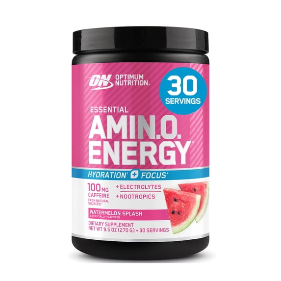 Optimum Nutrition Essential Amino Energy Hydration Plus Focus Powder, Watermelon Splash, 30 Servings