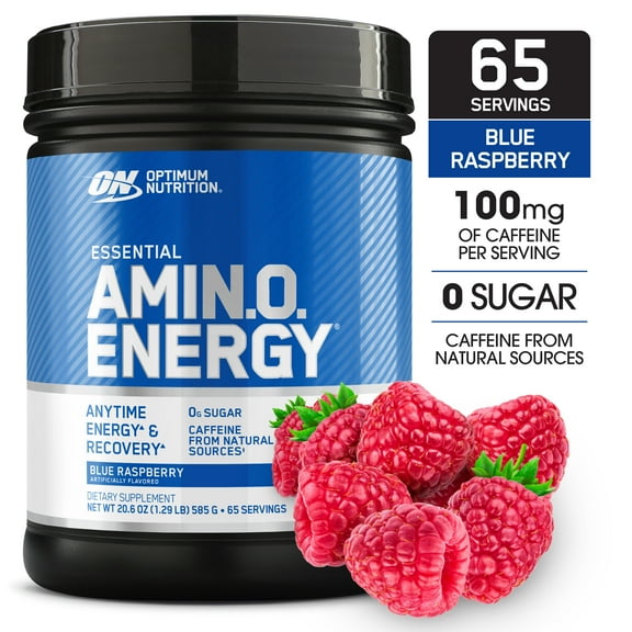 Optimum Nutrition Amino Energy, Pre Workout & Essential Amino Acids, Blue Raspberry, 65 Servings