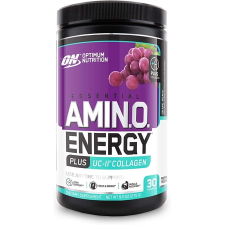 Optimum Nutrition, Essential Amino Energy Plus UC-II Collagen Powder, Grape Remix , 9.5 oz, 30 Servings