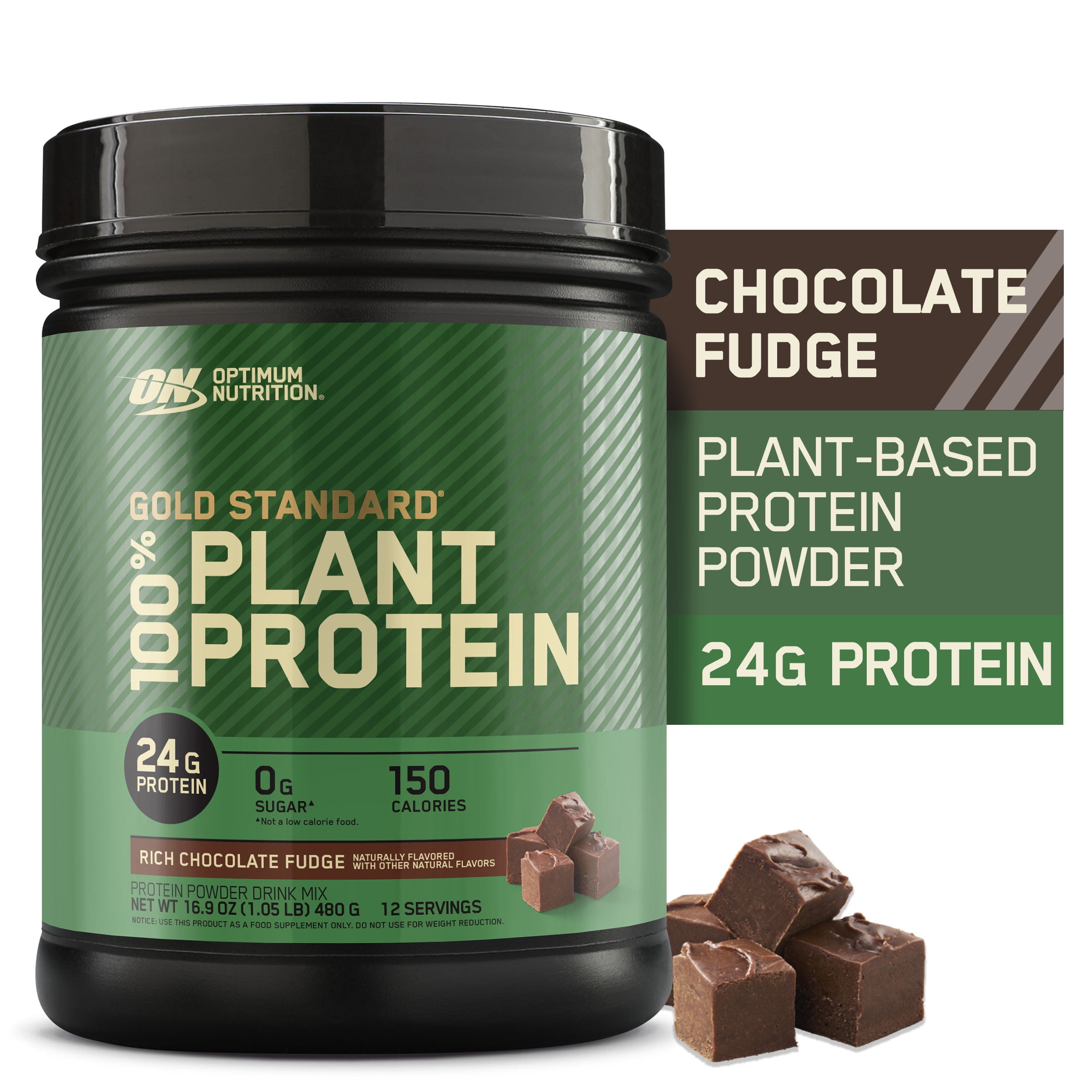 Optimum Nutrition, Gold Standard 100% Plant Protein Powder, Rich Chocolate Fudge 1lb Tub
