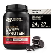 Optimum Nutrition Gold Standard 100% Whey Protein Powder, Cookies & Cream, 24g Protein, 2 Lb