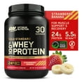 thumbnail image 1 of Optimum Nutrition, Gold Standard 100% Whey Protein Powder, 24 g Protein, Strawberry Banana, 2 lb, 30 Servings, 1 of 11