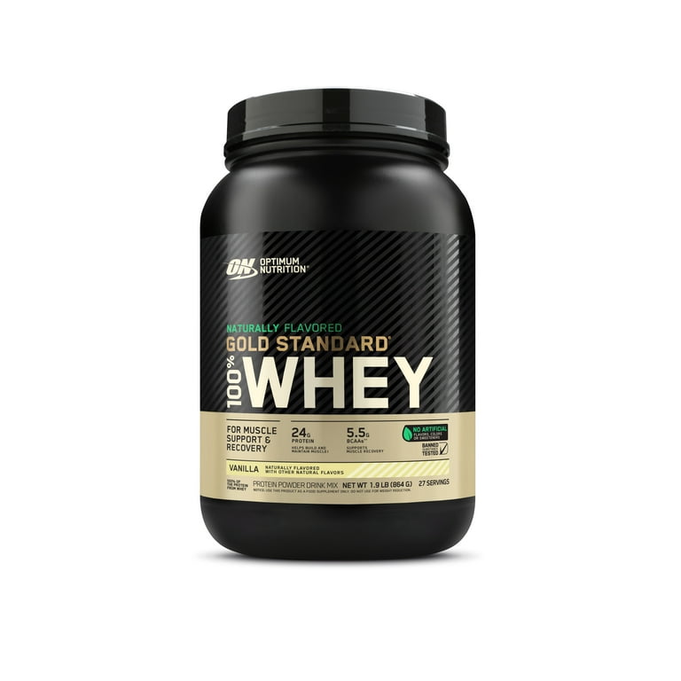 GOLD STANDARD 100% WHEY Protein – Naturally Flavored – Vanilla (4.8 lbs./68  Servings) by Optimum Nutrition at the Vitamin Shoppe