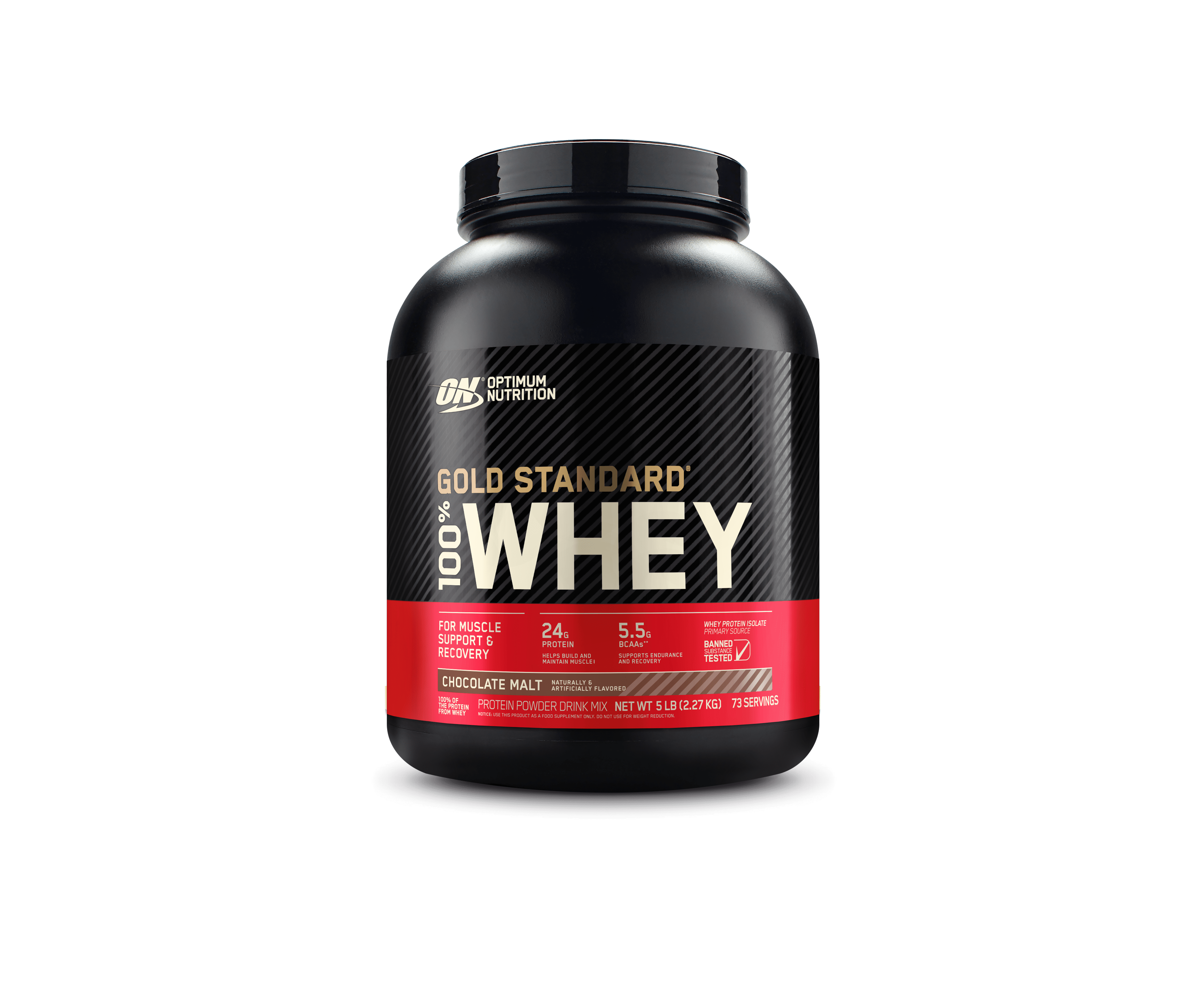 Optimum Nutrition, Gold Standard 100% Whey Protein Powder, Chocolate Malt,  5 lb, 73 Servings