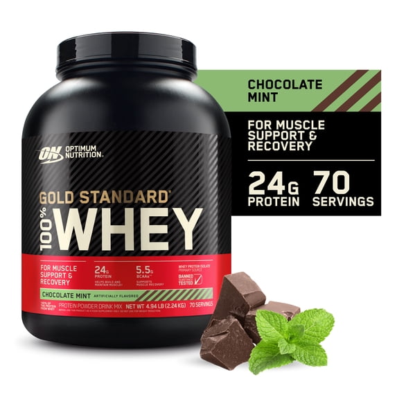 Optimum Nutrition, Gold Standard 100% Whey Protein Powder, Chocolate Mint, 4.94 lb, 70 Servings