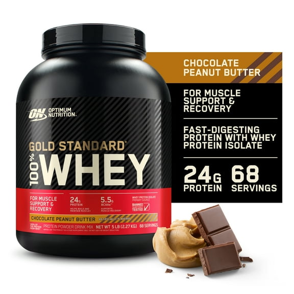 Optimum Nutrition, Gold Standard 100% Whey Protein Powder, Chocolate Peanut Butter, 5 lb, 68 Servings
