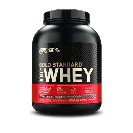 Optimum Nutrition, Gold Standard 100% Whey Protein Powder, Double Rich Chocoalte, 5 lb, 74 Servings