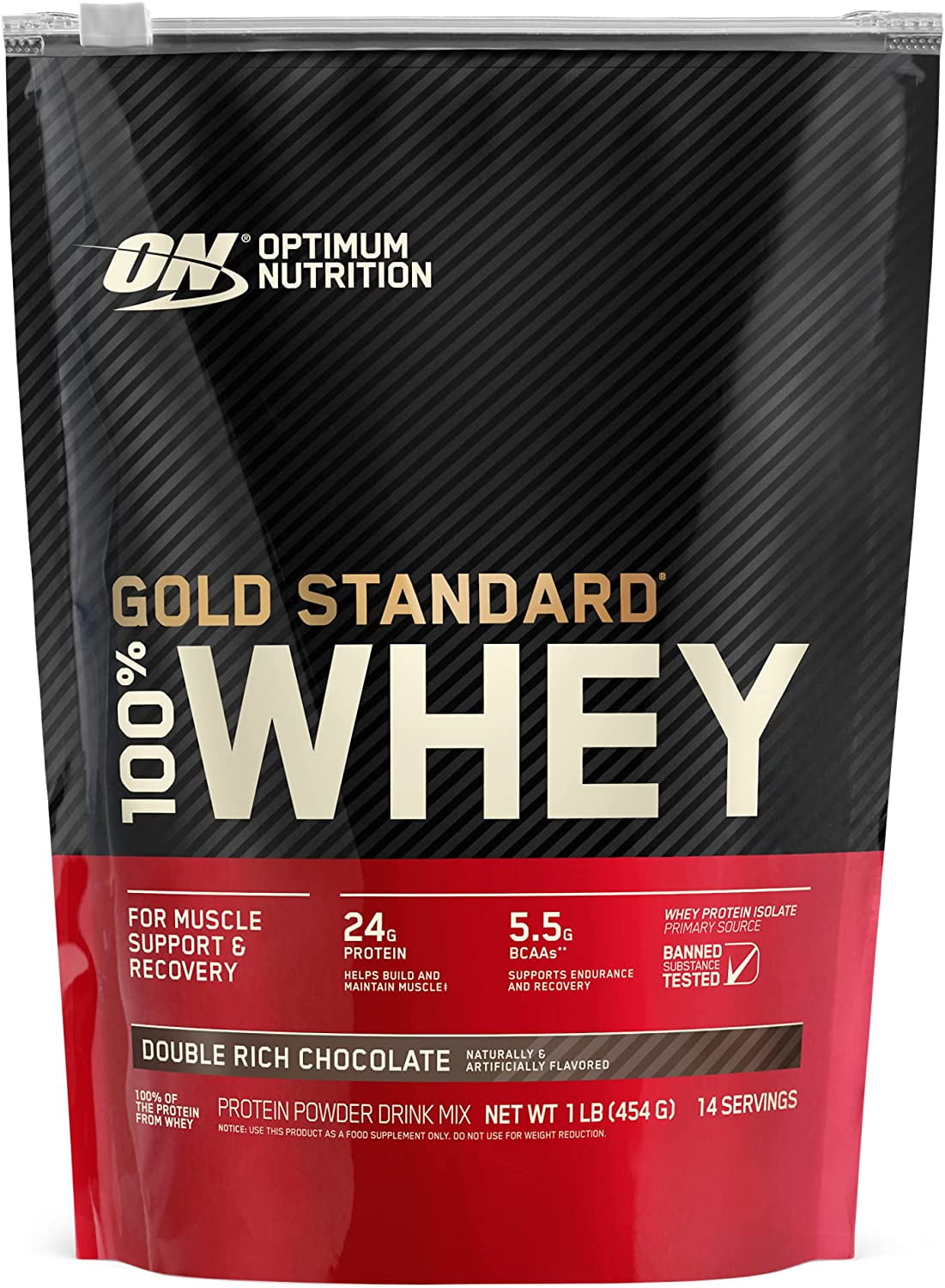 Optimum Nutrition, Gold Standard 100% Whey Protein Powder, Double Rich  Chocolate, 1 lb, 14 Servings