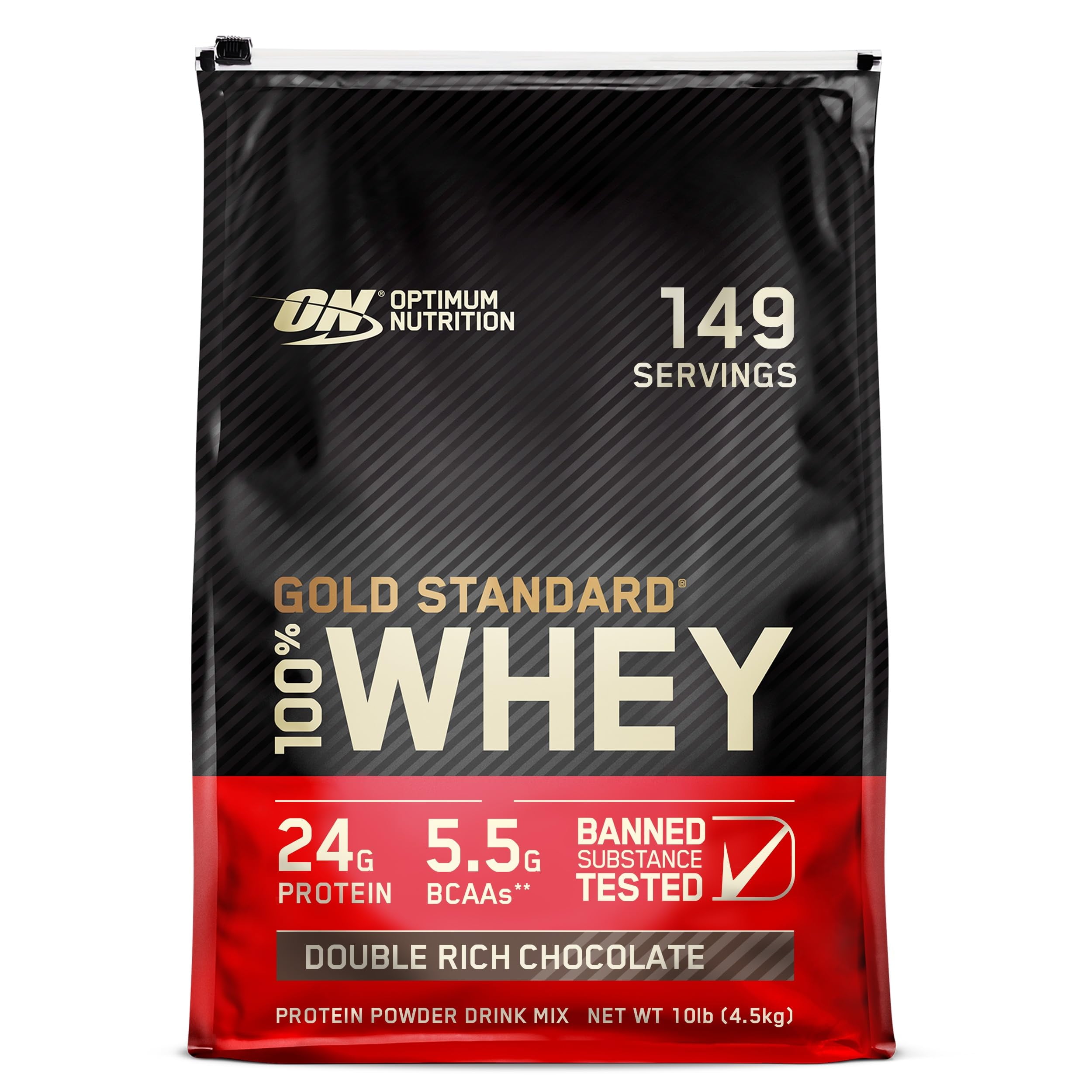 Optimum Nutrition, Gold Standard 100% Whey Protein Powder, Double Rich Chocolate, 10 lb, 149 Servings