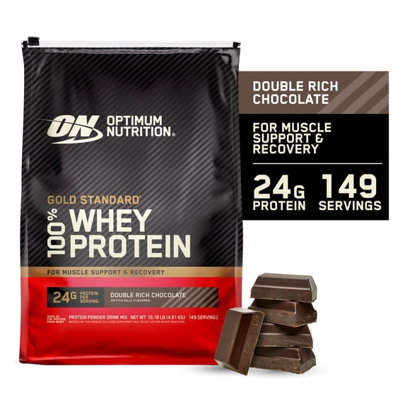 Optimum Nutrition, Gold Standard 100% Whey Protein Powder, Double Rich Chocolate, 10 lb, 149 Servings
