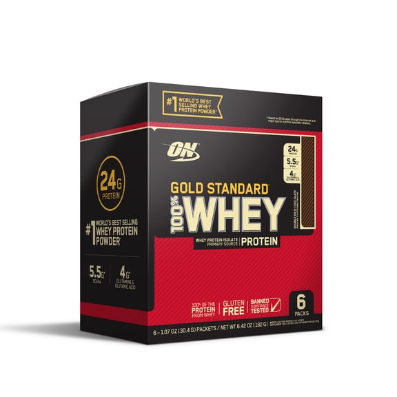 Optimum Nutrition Gold Standard 100% Whey Protein Powder, Double Rich Chocolate, 6 servings