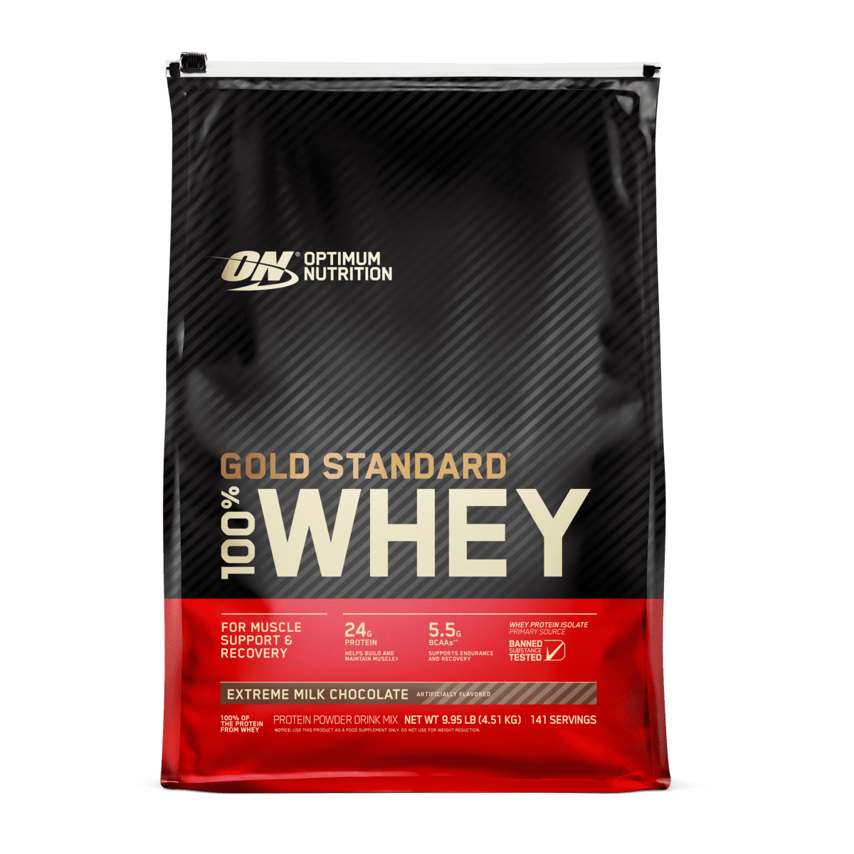 Optimum Nutrition Gold Standard 100% Whey Protein Powder, Extreme Milk Chocolate, 24g Protein, 10 LB