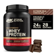Optimum Nutrition Gold Standard 100% Whey Protein Powder, Extreme Milk Chocolate, 24g Protein, 2 LB