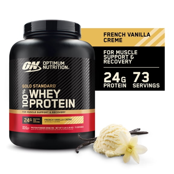 Optimum Nutrition, Gold Standard 100% Whey Protein Powder, French Vanilla Creme, 5 lb, 73 Servings