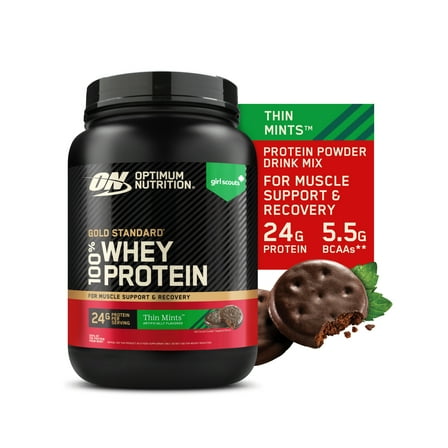 Optimum Nutrition, Gold Standard 100% Whey Protein Powder, Girl Scout Thin Mint Cookie 1.5lb Tub
