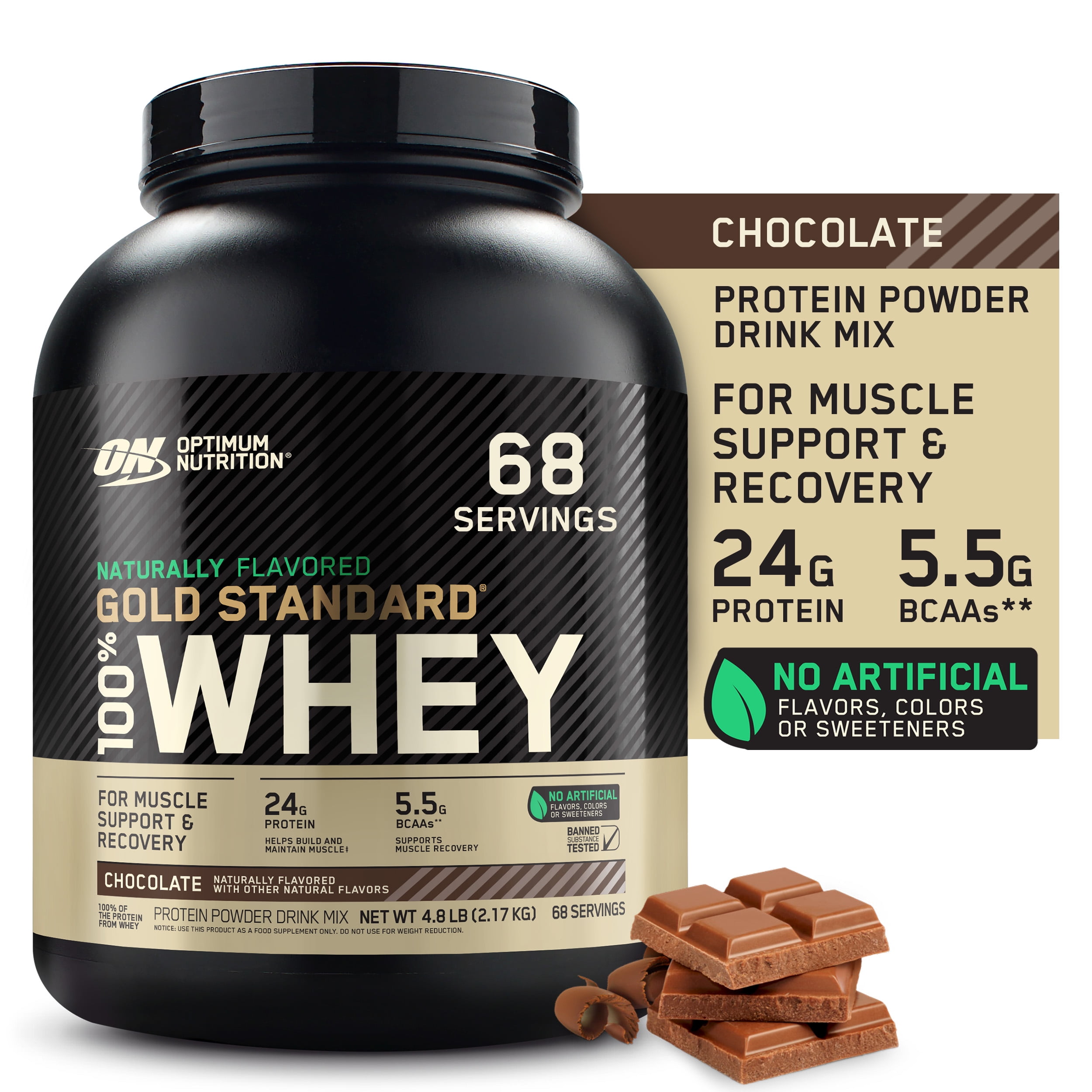 Optimum Nutrition, Gold Standard 100 Whey Protein Powder, Naturally