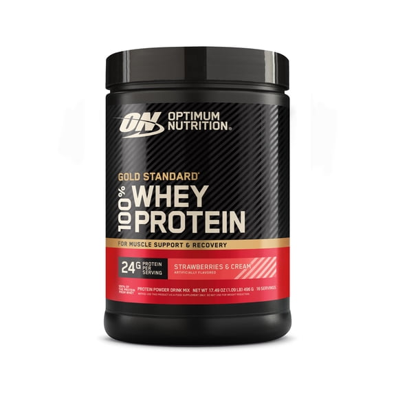 Optimum Nutrition, Gold Standard 100% Whey Protein Powder, Strawberries & Cream, 16 Servings