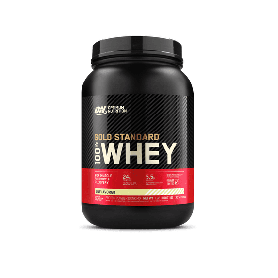 Optimum Nutrition Gold Standard 100% Whey Protein Powder, Unflavored, 24g Protein, 2 LB