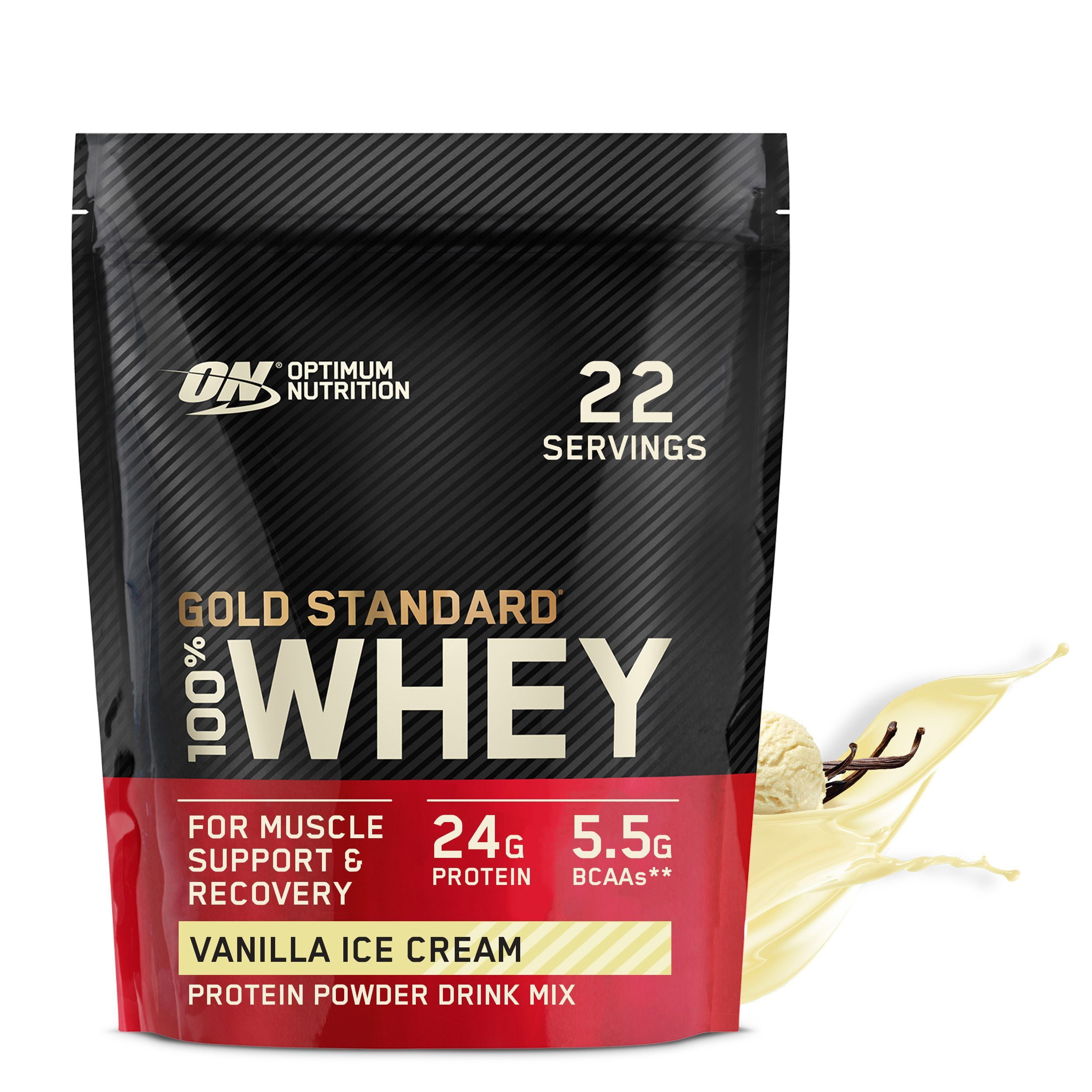 Optimum Nutrition Gold Standard 100% Whey Vanilla Ice Cream Protein Powder,  2 lbs - Kroger