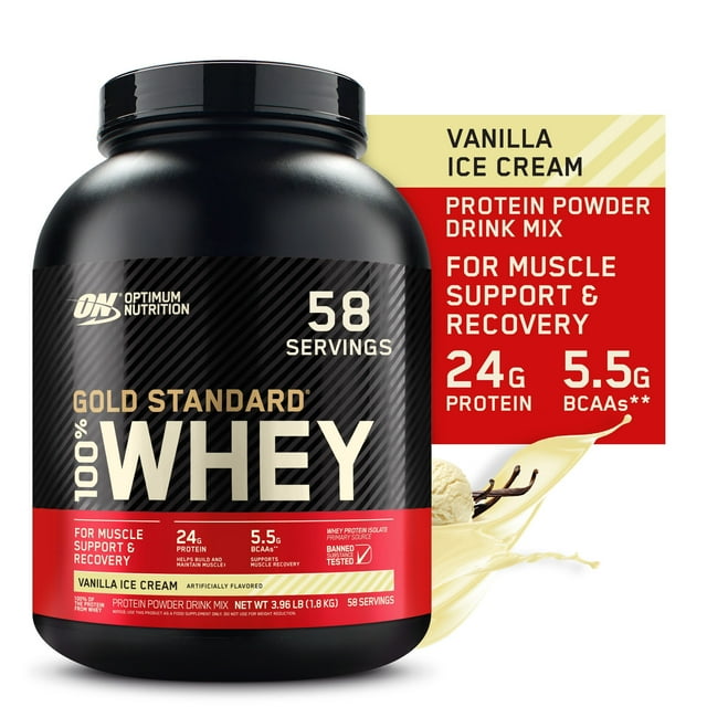 Optimum Nutrition Gold Standard 100 Whey Protein Powder, Vanilla Ice