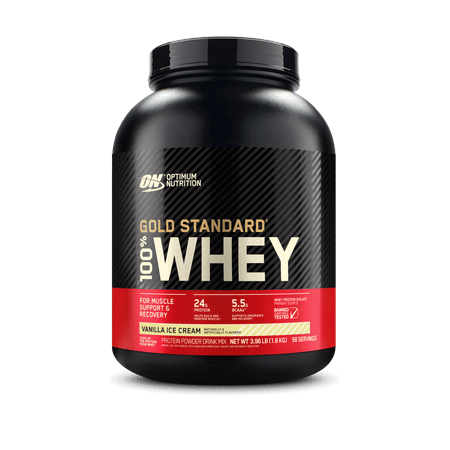 Optimum Nutrition Gold Standard 100% Whey Protein Powder, Vanilla Ice Cream, 3.96 lb