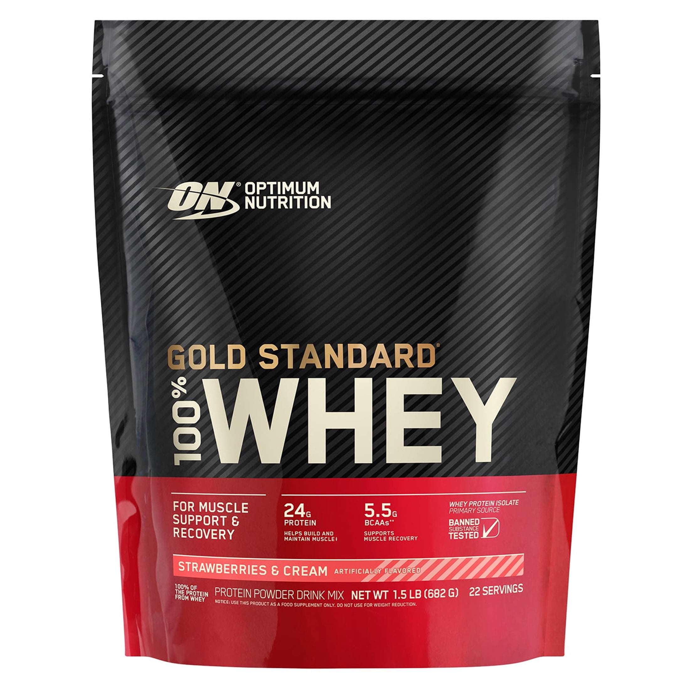 Optimum Nutrition, Gold Standard 100% Whey Protein, Strawberries & Cream, 1.5lb