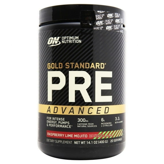 Optimum Nutrition, Gold Standard Pre Advanced, Raspberry Lime Mojito, 14.1 oz, 20 Servings