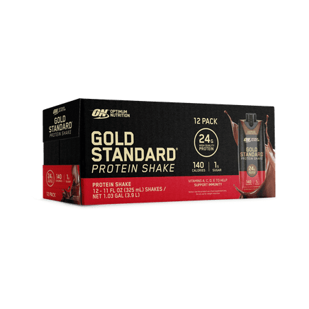 Optimum Nutrition, Gold Standard Protein, Ready to Drink Shake, Chocolate, 12 Pack