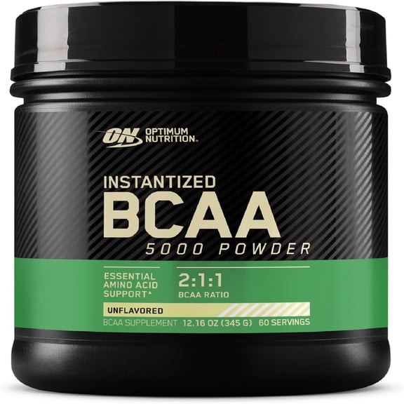 Optimum Nutrition Instantized BCAA Powder, Unflavored, Branched Chain Essential Amino Acids Powder, 60 Servings