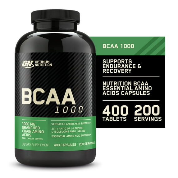 Optimum Nutrition Instantized BCAA Capsules, 1000mg, 400 Count, 200 Servings