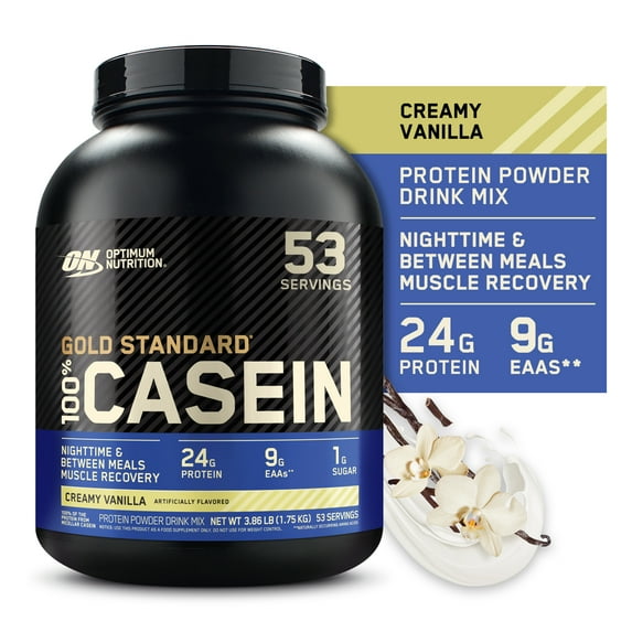Optimum Nutrition Gold Standard 100% Casein Protein Powder, Creamy Vanilla, 24g Protein, 4 Lb
