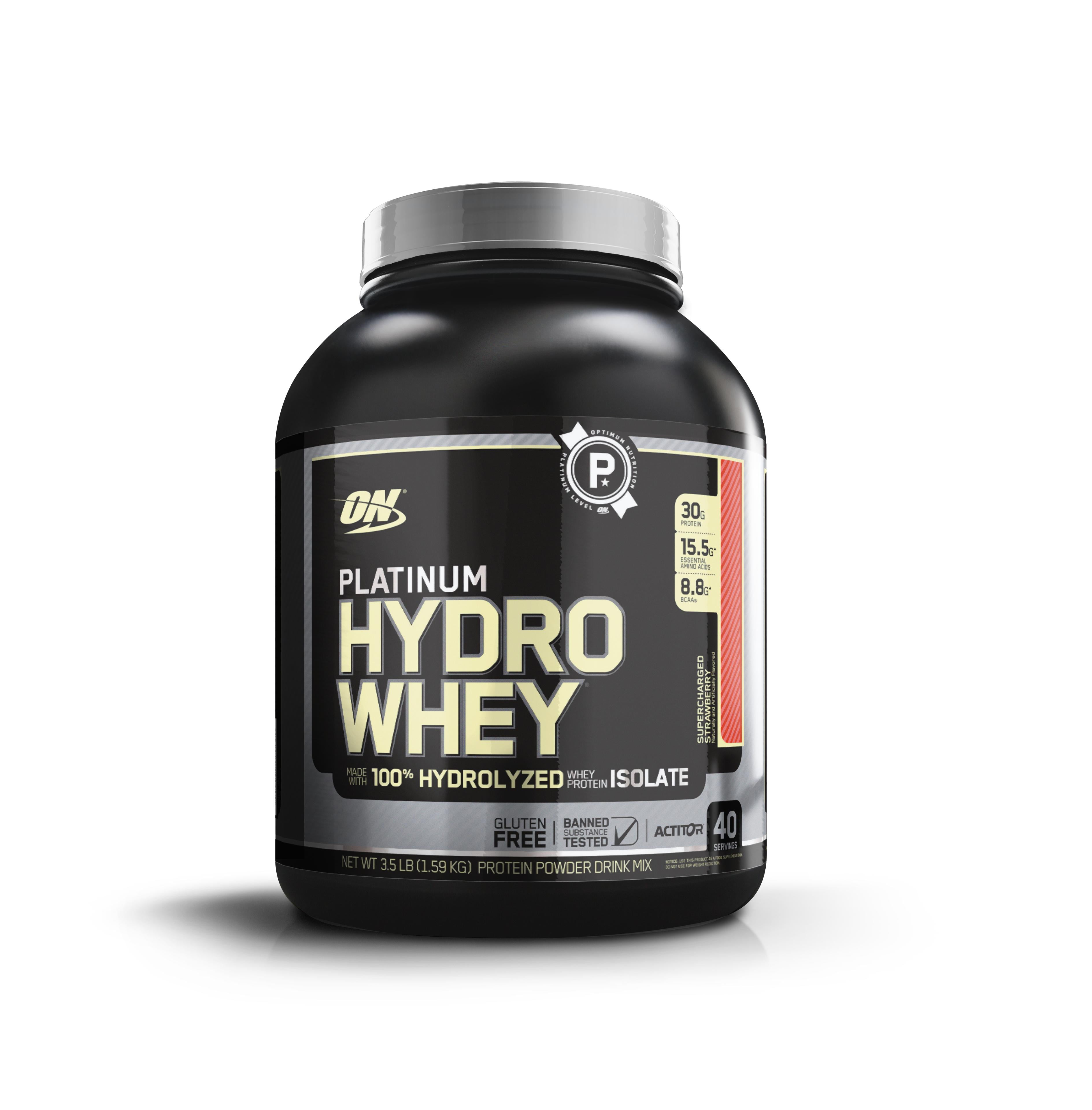 Optimum Nutrition Platinum Hydrowhey Protein Powder, Super Strawberry, 30g Protein, 3.5 Lb
