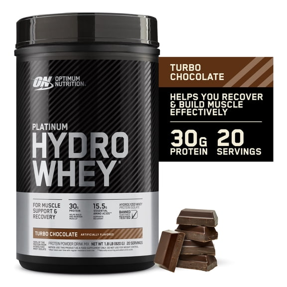 Optimum Nutrition Platinum Hydrowhey Protein Powder, Turbo Chocolate, 30g Protein, 1.8 Lb