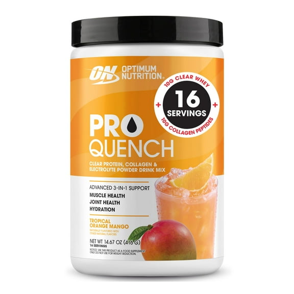 Optimum Nutrition ProQuench Clear Protein Powder, Orange Mango, 16 Servings