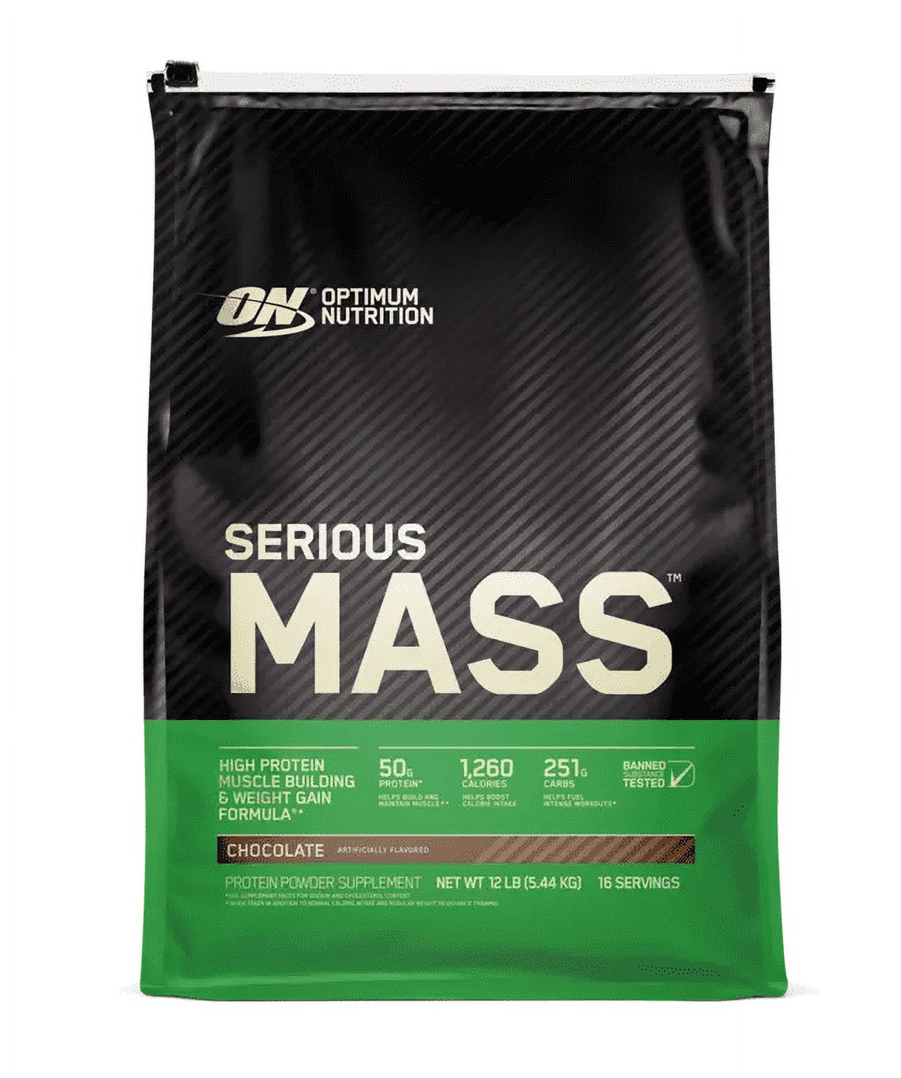 Optimum Nutrition, Serious Mass, 50g Protein Powder, Chocolate, 12 lb, 16 Servings - image 1 of 7