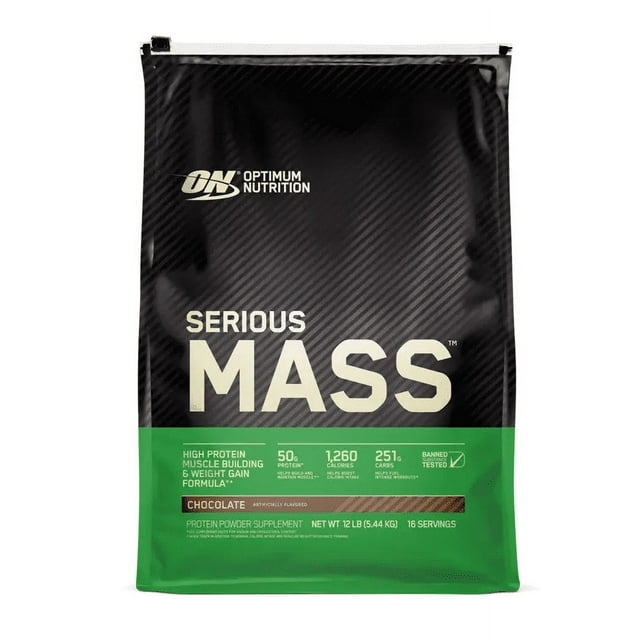 Optimum Nutrition, Serious Mass, 50g Protein Powder, Chocolate, 12 lb, 16 Servings