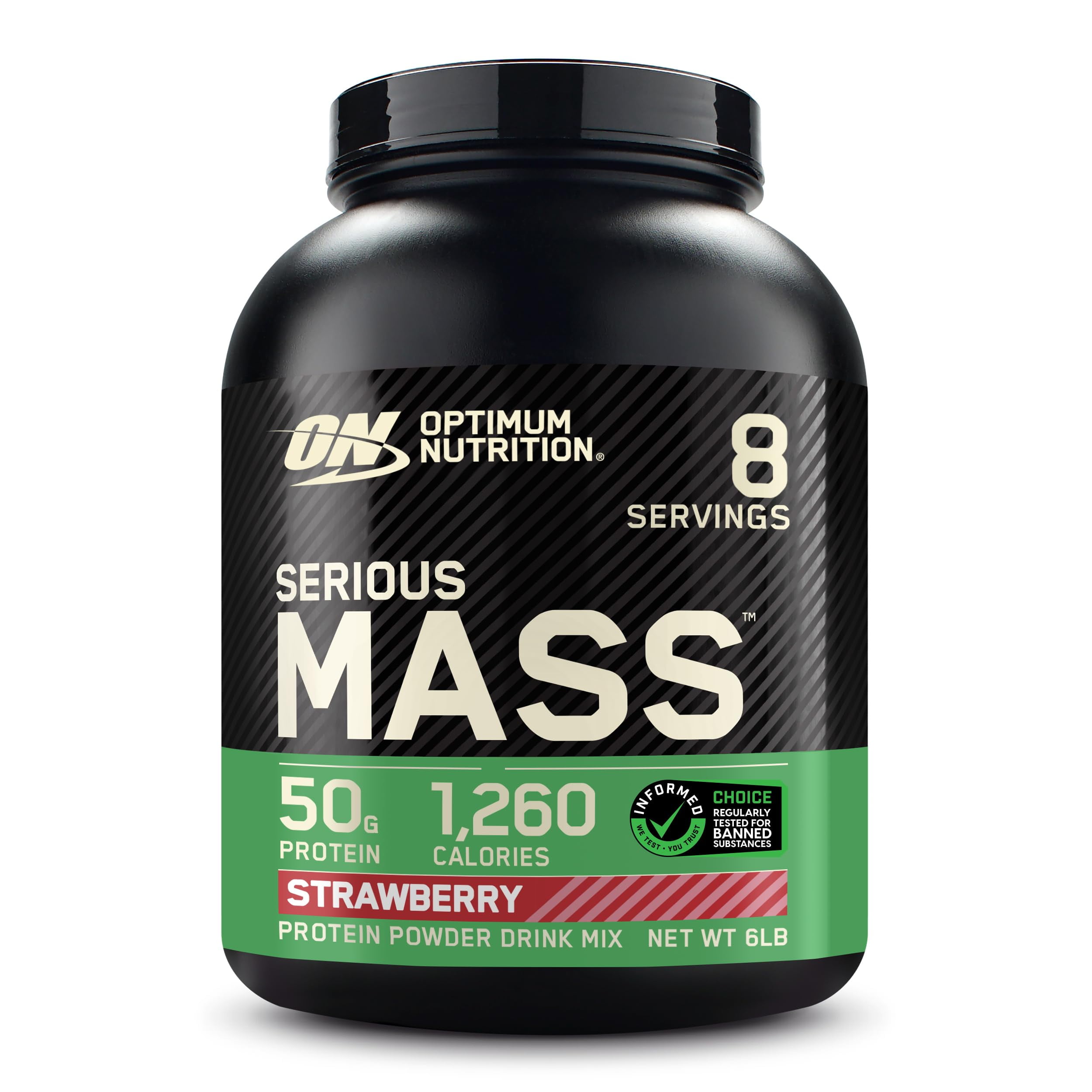 Optimum Nutrition Serious Mass Protein Powder, Strawberry, 50g Protein, 6 Lb