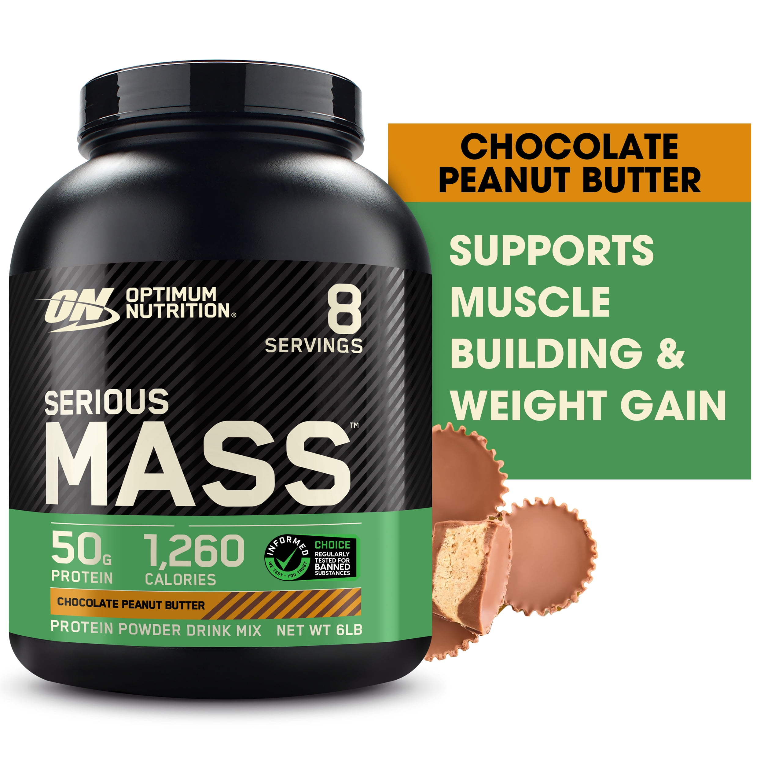 Optimum Nutrition Serious Mass, Protein Powder Supplement, Chocolate Peanut Butter, 6 lb (2.72 kg)