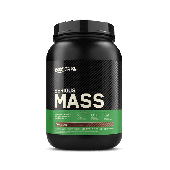 Optimum Nutrition Serious Mass, Chocolate, Weight Gainer Protein Powder, Mass Gainer, 3 lb