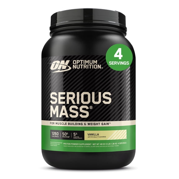 Optimum Nutrition Serious Mass, Vanilla, Weight Gainer Protein Powder, Mass Gainer, 3 lb