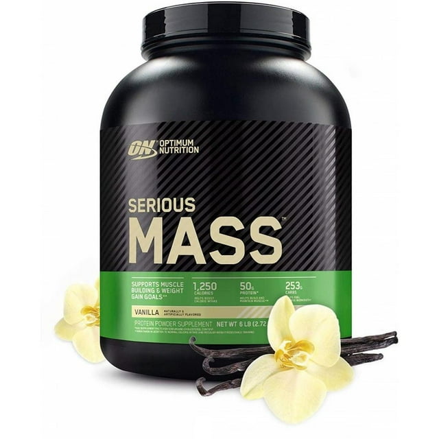 Optimum Nutrition, Serious Mass, Weight Gainer Protein Powder, Vanilla, 6.lb